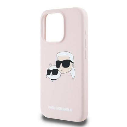 MagSafe Case for Apple iPhone 15 Pro Max, Karl Lagerfeld, Karl & Choupette Silicone, Pink
