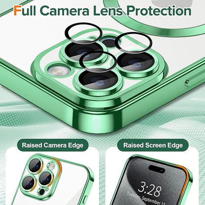 Custodia MagSafe per Apple iPhone 15 Pro Max, Techsuit, Luxury Crystal, Verde Chiaro