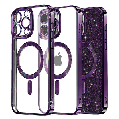 Custodia MagSafe per Apple iPhone 15 Pro Max, Techsuit, Luxury Glitter, Viola Scuro