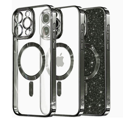 Custodia MagSafe per Apple iPhone 15 Pro Max, Techsuit, Luxury Glitter, Nera
