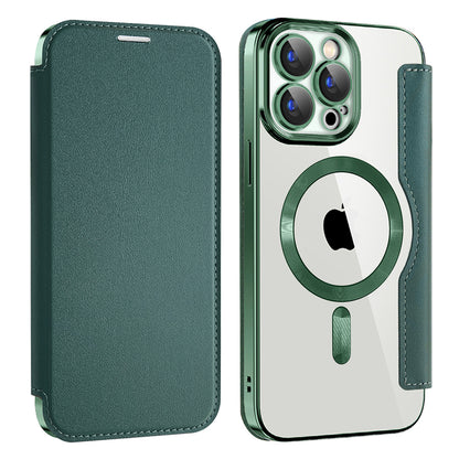 Custodia MagSafe per Apple iPhone 15 Pro Max, Techsuit, SmartMag Book, Verde
