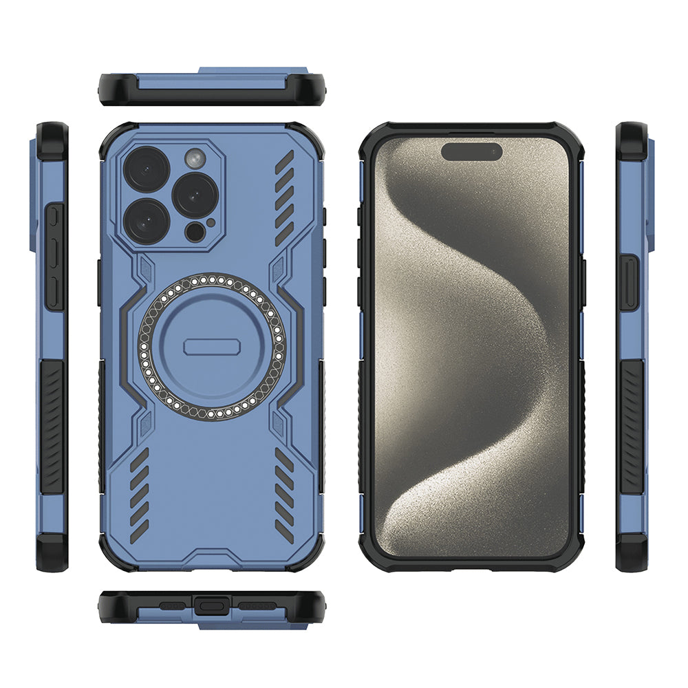 Custodia MagSafe per Apple iPhone 15 Pro, Techsuit, ArmorMag, Blu