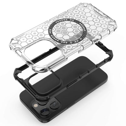 Custodia MagSafe per Apple iPhone 15 Pro, Techsuit, HoneyComb Shield, Bianca