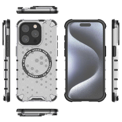 Custodia MagSafe per Apple iPhone 15 Pro, Techsuit, HoneyComb Shield, Bianca