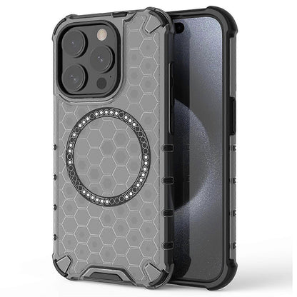 Custodia MagSafe per Apple iPhone 15 Pro, Techsuit, HoneyComb Shield, Nera