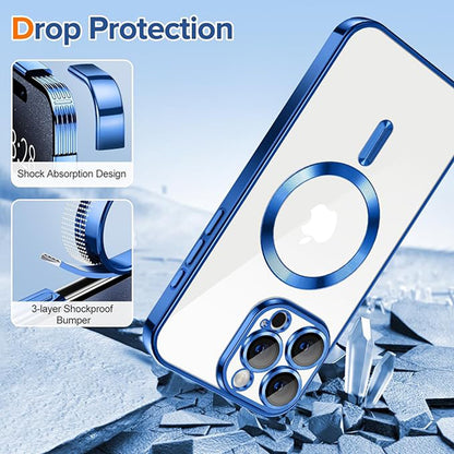 Custodia MagSafe per Apple iPhone 15 Pro, Techsuit, Luxury Crystal, Blu Scuro