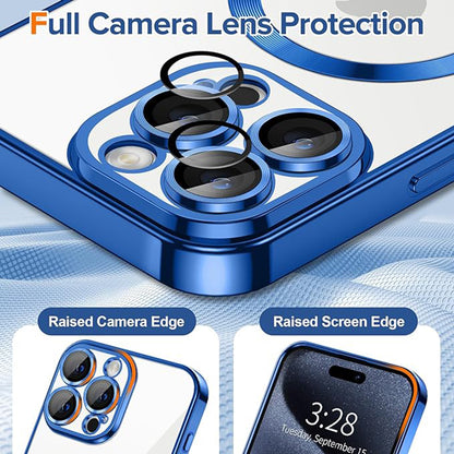 Custodia MagSafe per Apple iPhone 15 Pro, Techsuit, Luxury Crystal, Blu Scuro