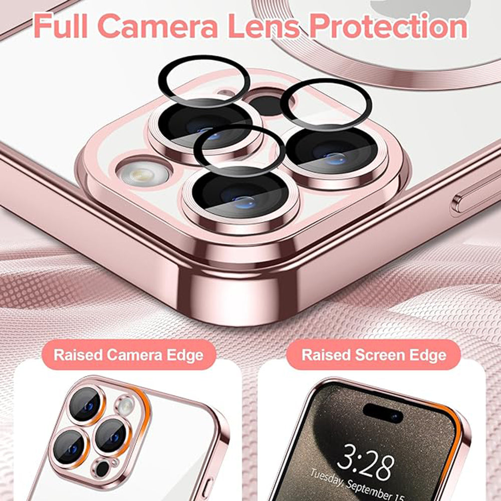 Custodia MagSafe per Apple iPhone 15 Pro, Techsuit, Luxury Crystal, Rosa