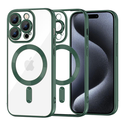 Custodia MagSafe per Apple iPhone 15 Pro, Techsuit, Luxury Crystal, Verde Scuro