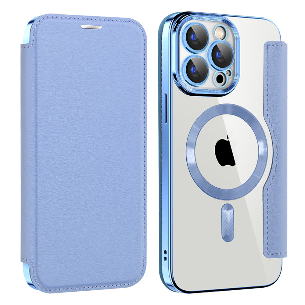 Custodia MagSafe per Apple iPhone 15 Pro, Techsuit, SmartMag Book, Blu