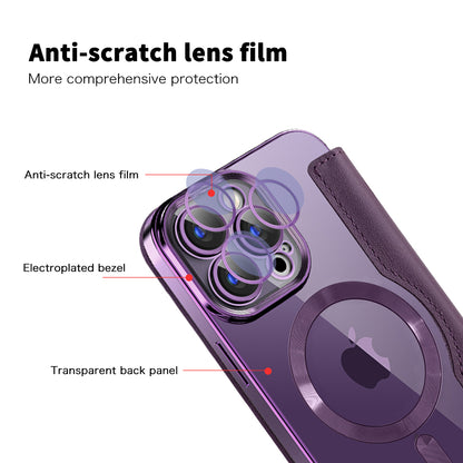 Custodia MagSafe per Apple iPhone 15 Pro, Techsuit, SmartMag Book, Viola