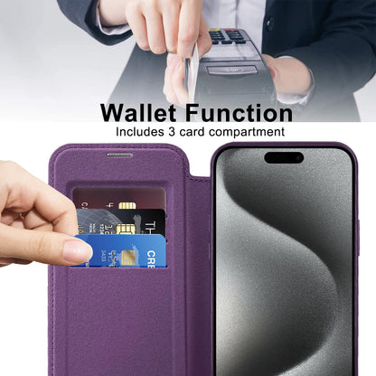 Custodia MagSafe per Apple iPhone 15 Pro, Techsuit, SmartMag Book, Viola