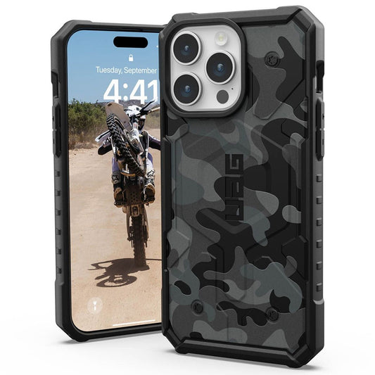 Custodia MagSafe per Apple iPhone 15 Pro, Urban Armor Gear, Pathfinder SE Midnight Camo, Camouflage