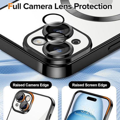 Custodia MagSafe per Apple iPhone 15, Techsuit, Luxury Crystal, Nera