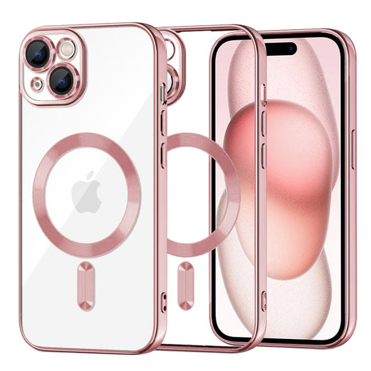 Custodia MagSafe per Apple iPhone 15, Techsuit, Luxury Crystal, Rosa