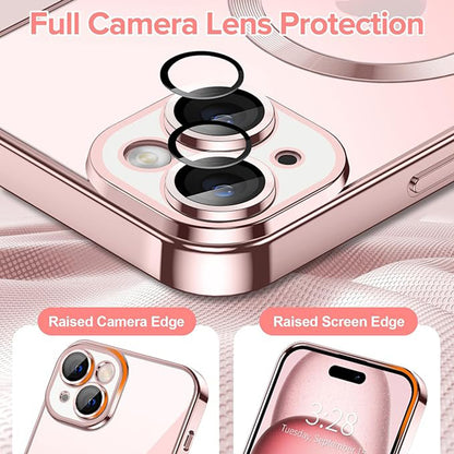 Custodia MagSafe per Apple iPhone 15, Techsuit, Luxury Crystal, Rosa