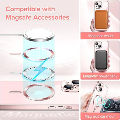 Custodia MagSafe per Apple iPhone 15, Techsuit, Luxury Crystal, Rosa