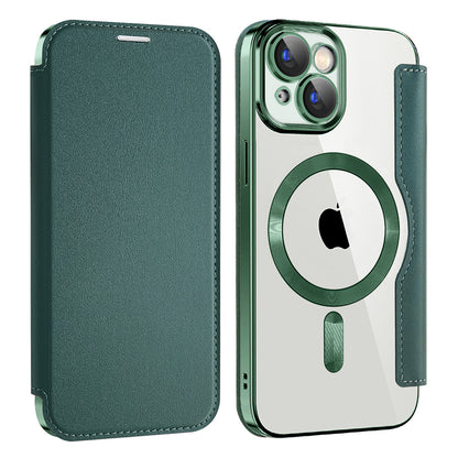 Custodia MagSafe per Apple iPhone 15, Techsuit, SmartMag Book, Verde