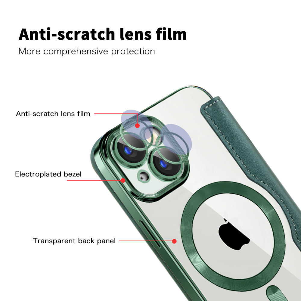 Custodia MagSafe per Apple iPhone 15, Techsuit, SmartMag Book, Verde