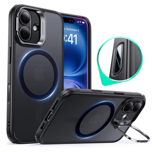 Custodia MagSafe per Apple iPhone 16, ESR, Classic Hybrid Kickstand Slide, Nera Satinata