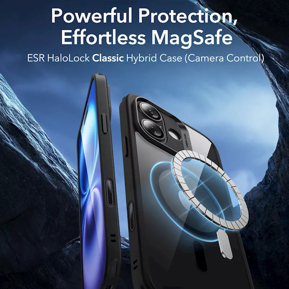 Custodia MagSafe per Apple iPhone 16, ESR, Classic Hybrid Slide, Nera Trasparente