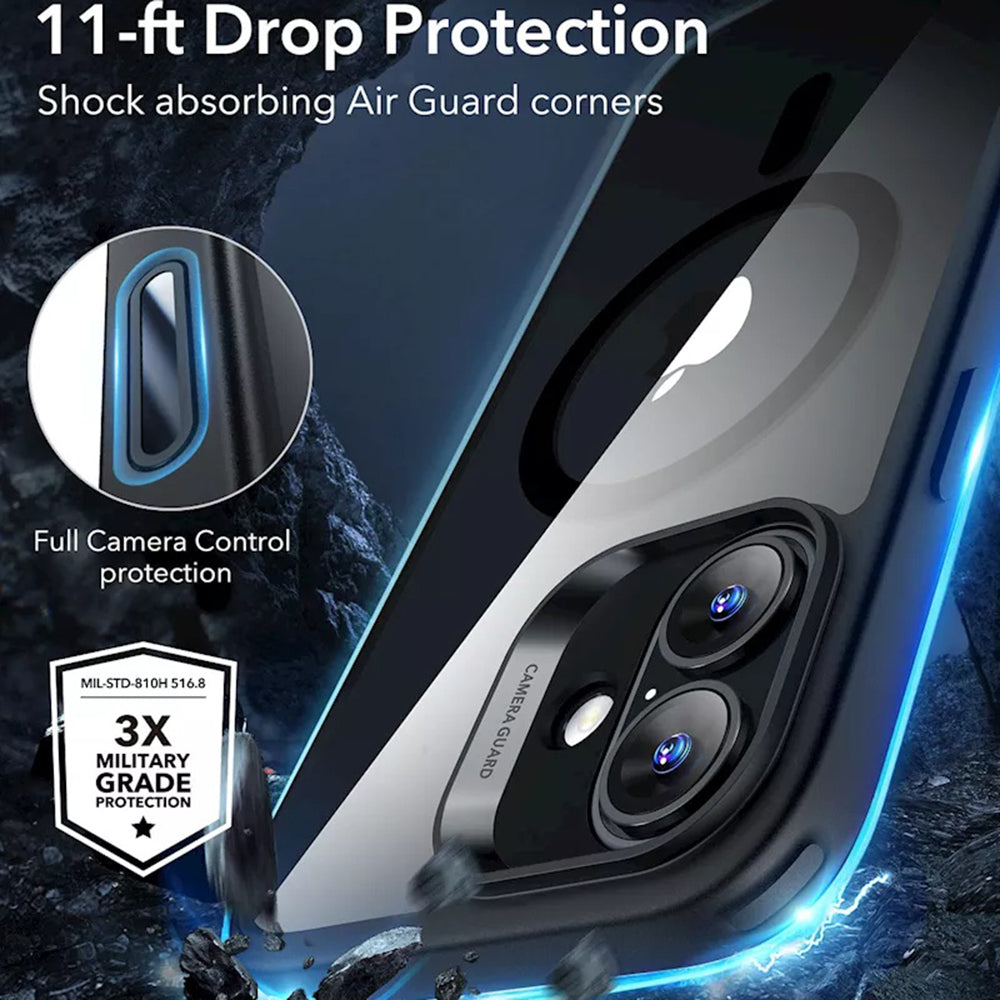 Custodia MagSafe per Apple iPhone 16, ESR, Classic Hybrid Slide, Nera Trasparente