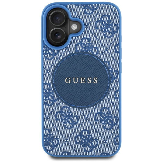 Custodia MagSafe per Apple iPhone 16, Guess, 4G Circle Classic Logo, Blu