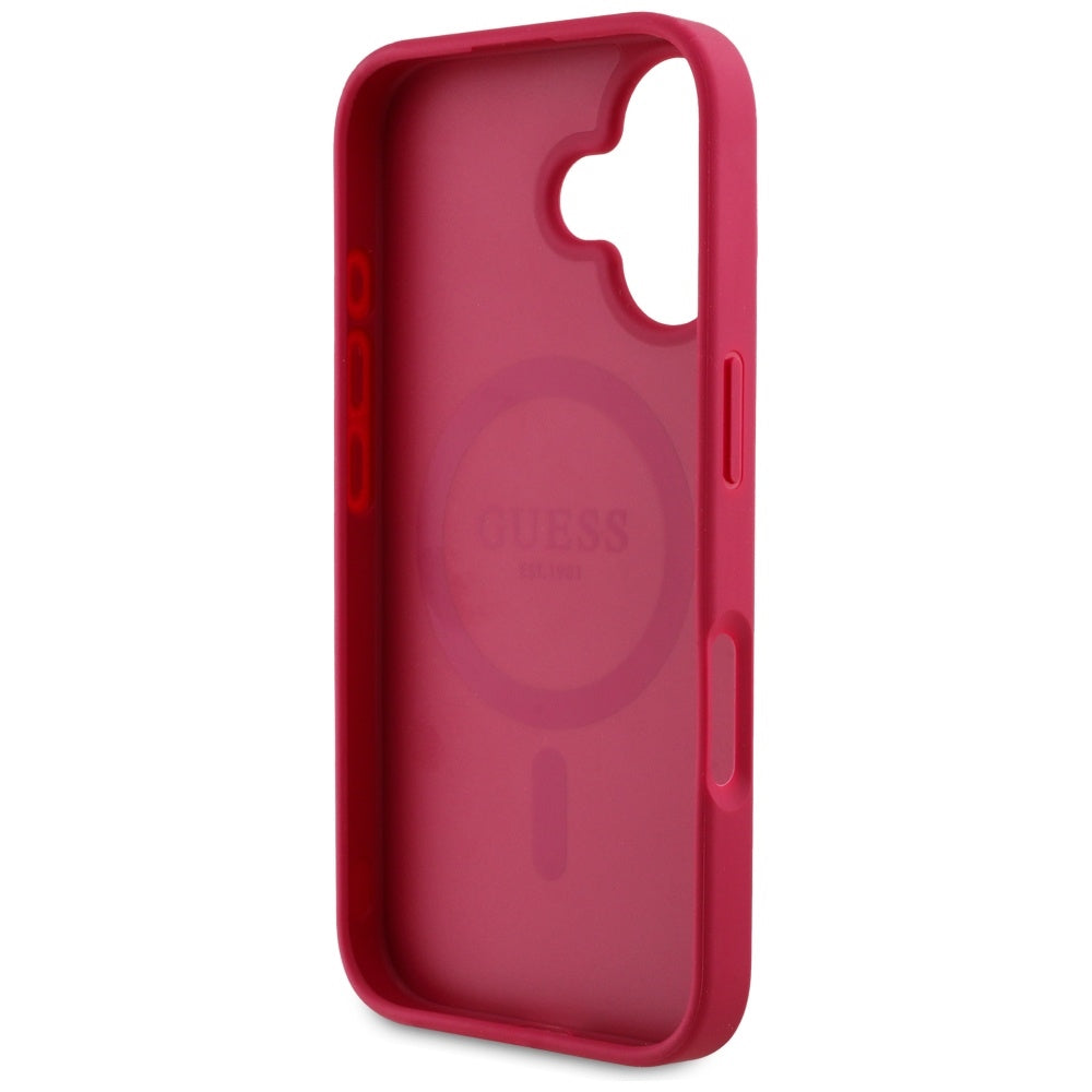 Custodia MagSafe per Apple iPhone 16, Guess, Grained Flowers, Fucsia