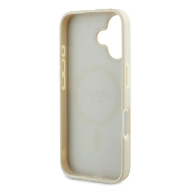Custodia MagSafe per Apple iPhone 16, Guess, Grained Gold Ring, Beige