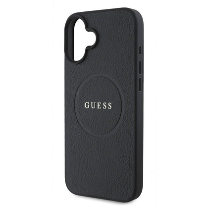 Custodia MagSafe per Apple iPhone 16, Guess, Grained Gold Ring, Nera