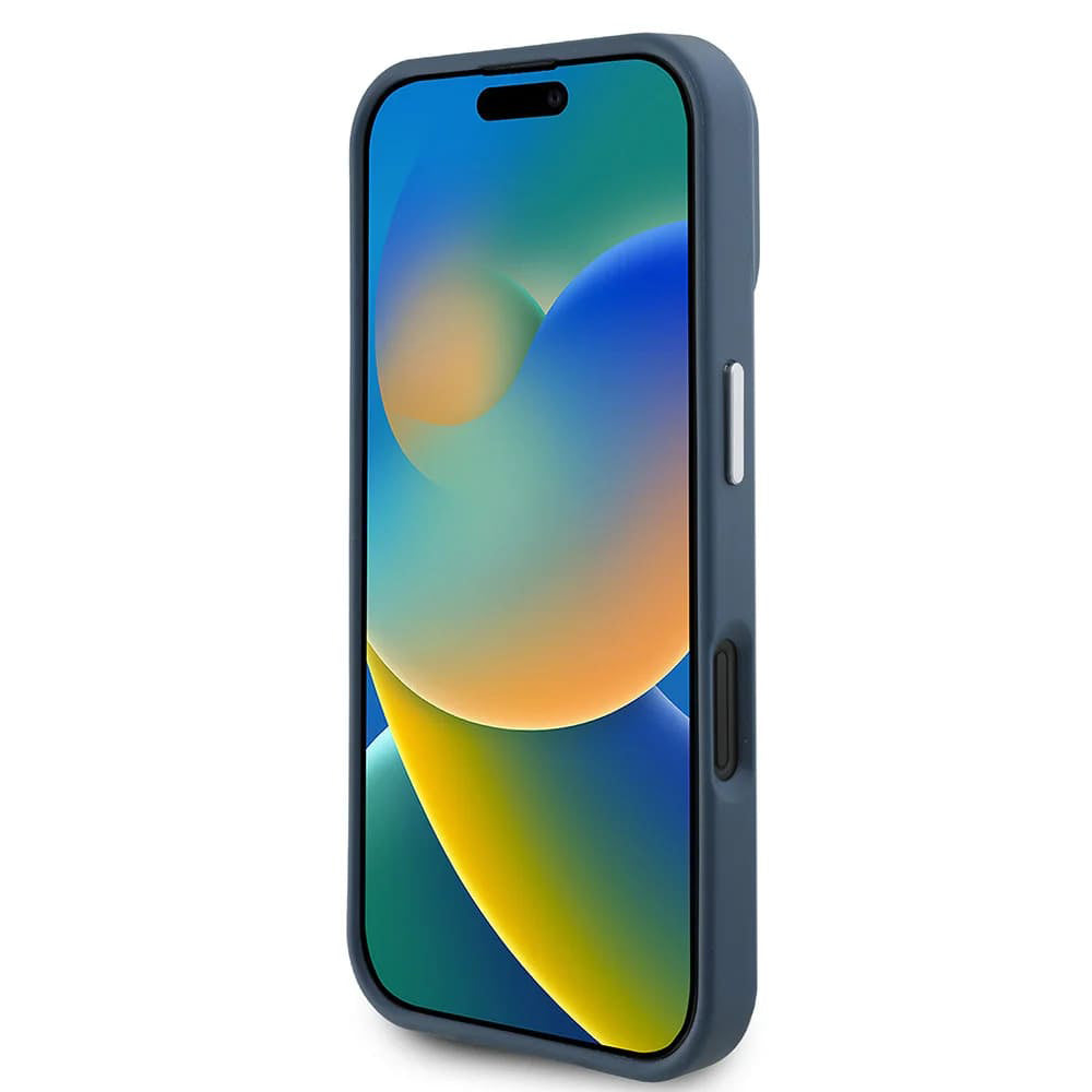 Custodia MagSafe per Apple iPhone 16, Guess, Logo Triangolo Granulato, Nera