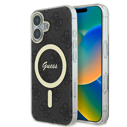 Custodia MagSafe per Apple iPhone 16, Guess, IML 4G, Nera