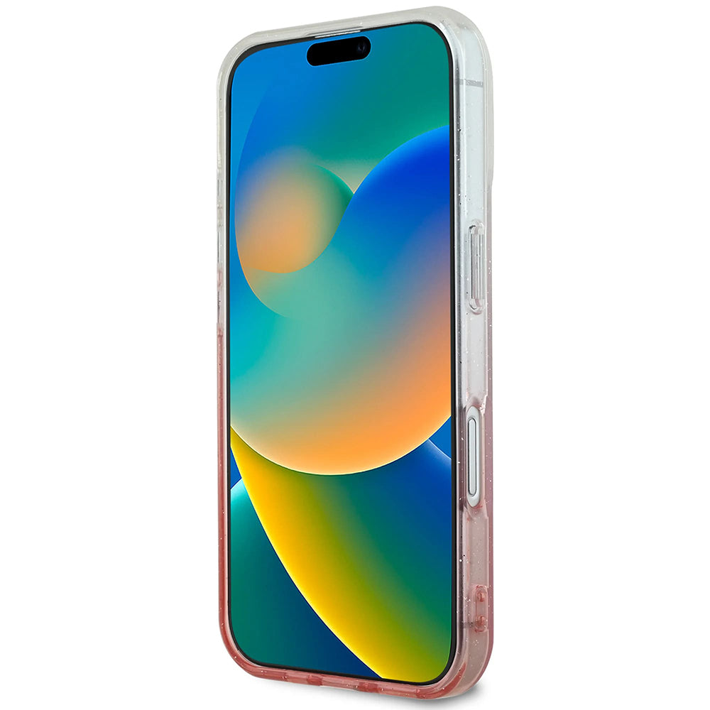 Custodia MagSafe per Apple iPhone 16, Guess, IML Glitter Gradient, Marrone