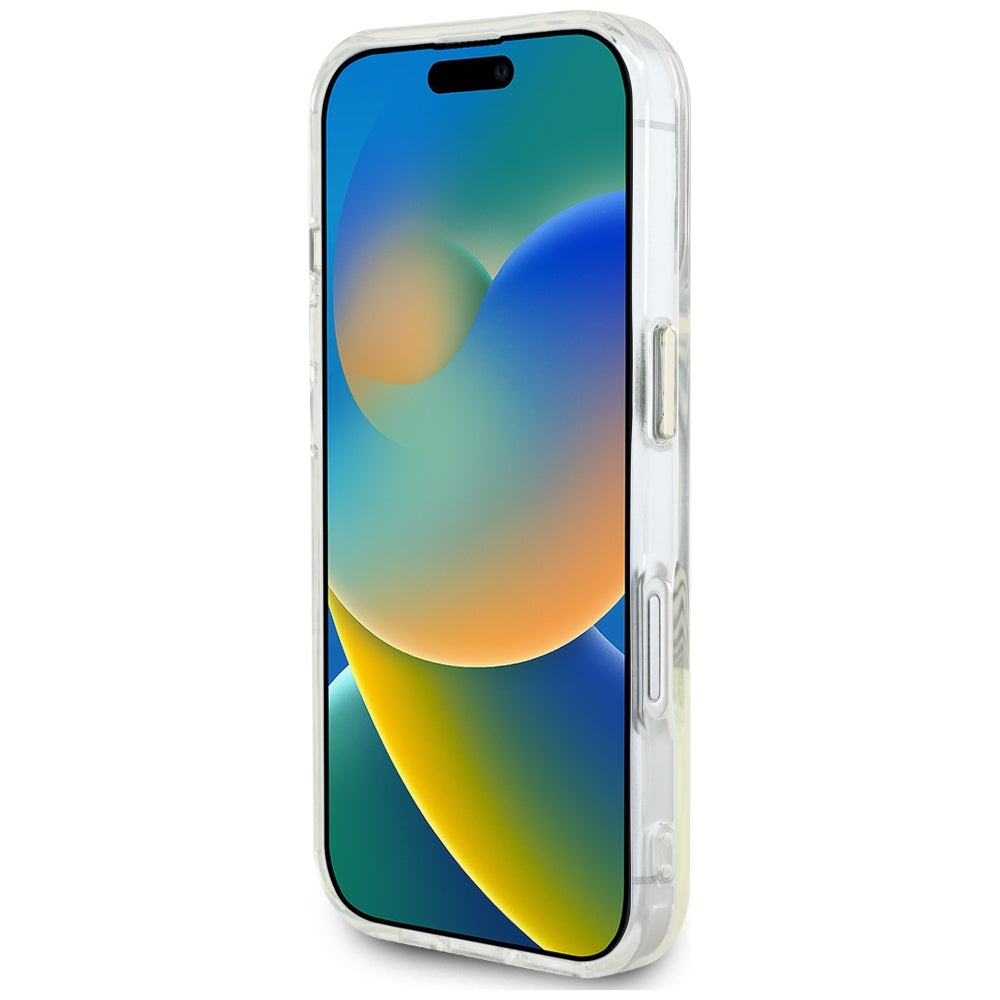 Custodia MagSafe per Apple iPhone 16, Guess, IML Metal Colored Circle, Bianca