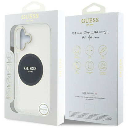 Custodia MagSafe per Apple iPhone 16, Guess, IML Metal Colored Circle, Nera