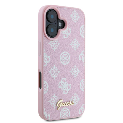 Custodia MagSafe per Apple iPhone 16, Guess, Peony Script, Rosa