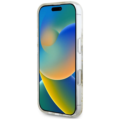 Custodia MagSafe per Apple iPhone 16, Guess, Resin Flowers and Glitter, Beige