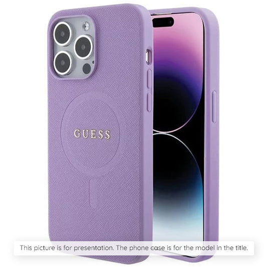 Custodia MagSafe per Apple iPhone 16, Guess, Saffiano, Viola