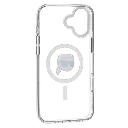 Custodia MagSafe per Apple iPhone 16, Karl Lagerfeld, IML Metal Karl's Head, Bianca