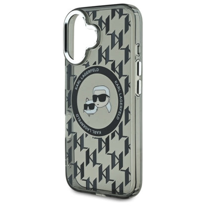 Custodia MagSafe per Apple iPhone 16, Karl Lagerfeld, IML Monogramma Karl & Choupette's Heads, Nera