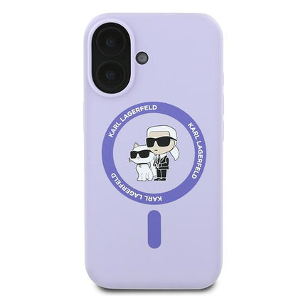 MagSafe Case for Apple iPhone 16, Karl Lagerfeld, Karl & Choupette Silicone, Purple