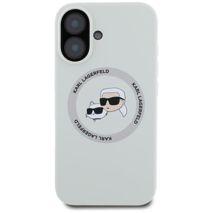 Custodia MagSafe per Apple iPhone 16, Karl Lagerfeld, Silicone Karl & Choupette's Heads, Beige