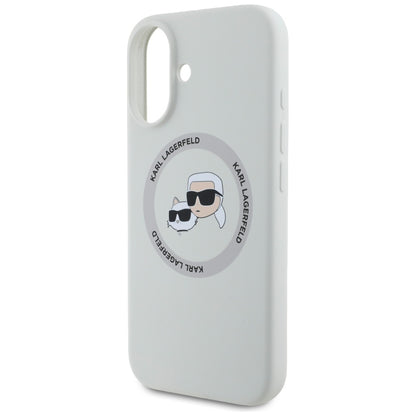 Custodia MagSafe per Apple iPhone 16, Karl Lagerfeld, Silicone Karl & Choupette's Heads, Beige