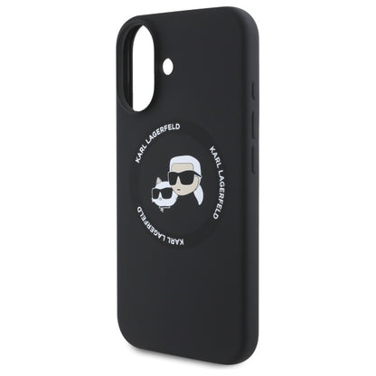 MagSafe Case for Apple iPhone 16, Karl Lagerfeld, Silicone Karl & Choupette's Heads, Black