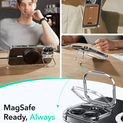 Custodia MagSafe per Apple iPhone 16 Plus, ESR, Classic Hybrid Kickstand, Nera Trasparente