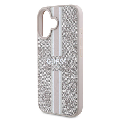 Custodia MagSafe per Apple iPhone 16 Plus, Guess, 4G Printed Stripes, Rosa