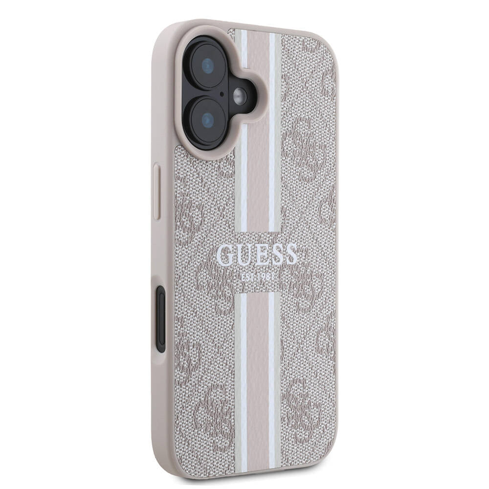 Custodia MagSafe per Apple iPhone 16 Plus, Guess, 4G Printed Stripes, Rosa
