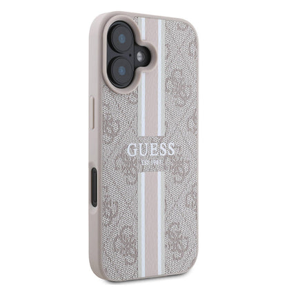 Custodia MagSafe per Apple iPhone 16 Plus, Guess, 4G Printed Stripes, Rosa