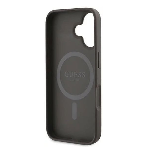 Custodia MagSafe per Apple iPhone 16 Plus, Guess, 4G Ring Classic Logo, Marrone