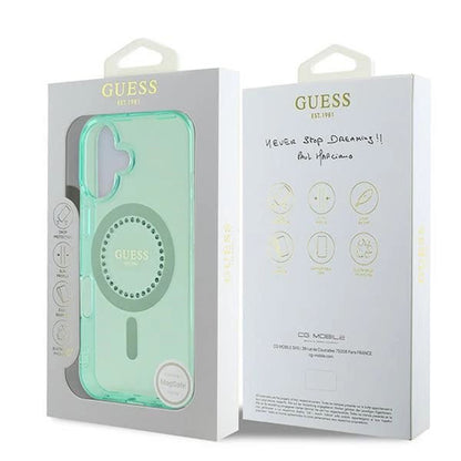 Custodia MagSafe per Apple iPhone 16 Plus, Guess, IML Rhinestone, Verde